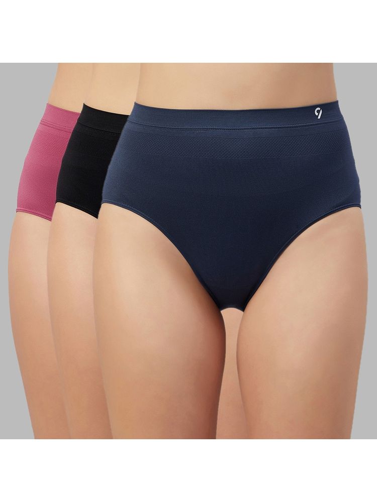 C9 Airwear High Rise Solid Seamless Hipster Underwear Combo For Women - Multicolor (Pack of 3)