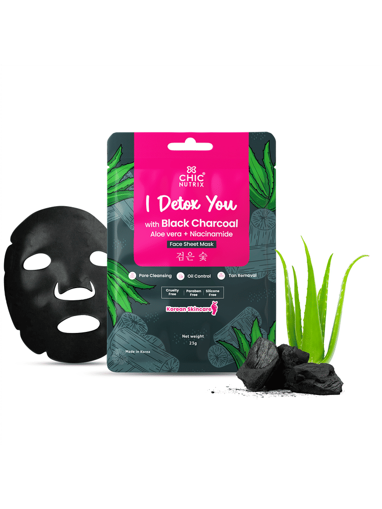 Chicnutrix Korean Black Charcoal + Aloe Vera + Niacinamide Sheet Mask-image-7