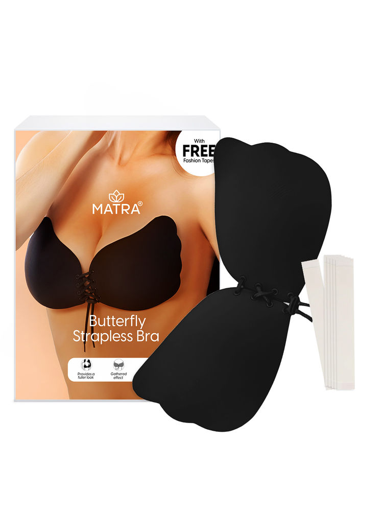 Matra Butterfly Strapless Bra Invisible Adhesive Silicone Stick On Sticky Black Free Fashion Tapes-picture-17