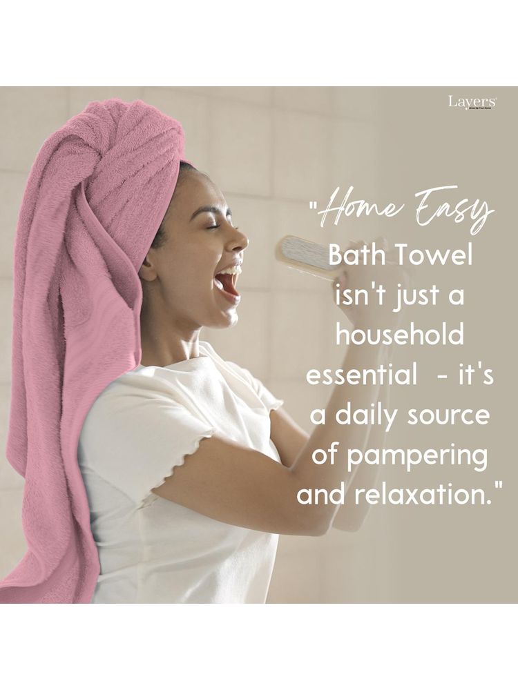 Layers Home Easy Cotton 450 Gsm Pink Bath Towel (L)-image-3