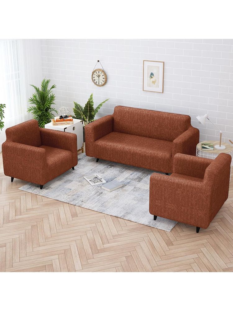 Story@Home 3+1+1 Seater Sofa Cover Pack of 3 - Brown-picture-13