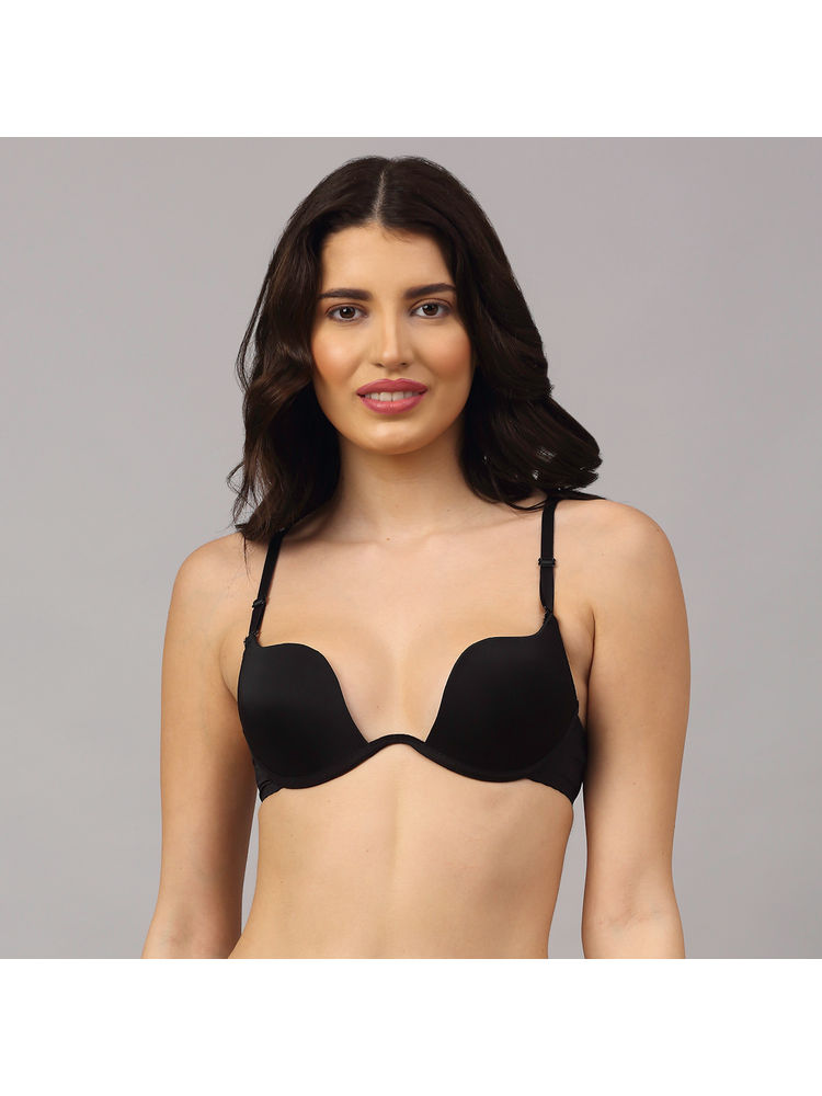 PrettyCat Beautiful Plunge Pushup U Shape Bra - Black-picture-26