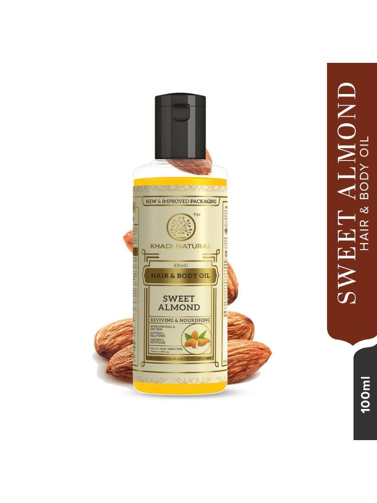 Khadi Natural Sweet Almond Hair & Body Oil Hydrates Dull & Dry Skin