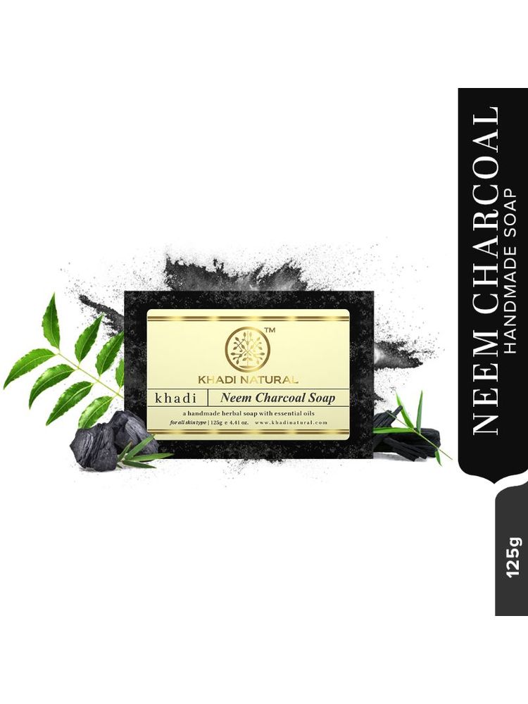 Khadi Natural Neem Charcoal Soap Reduces Acne & Blackheads-image-17