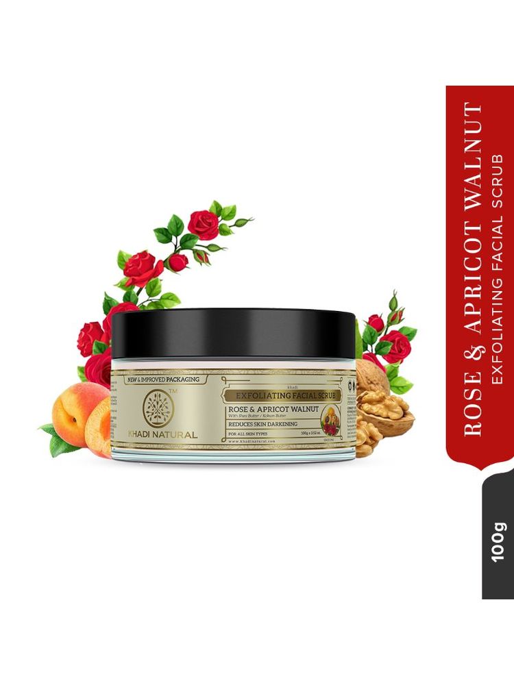 Khadi Natural Rose & Apricot Walnut Facial Scrub Reduce Wrinkles & Blackheads-image-18