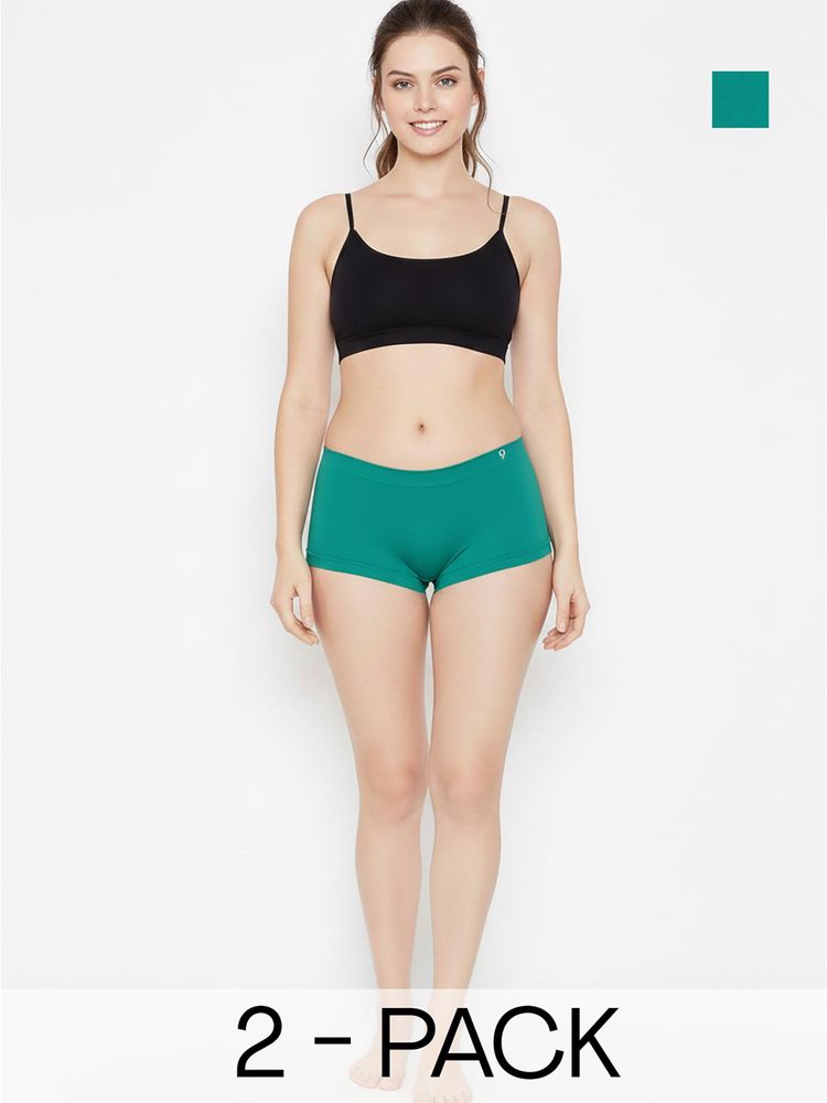 C9 Airwear Teal Solid Polyamide Regular Boy Shorts (Pack of 3)-picture-25