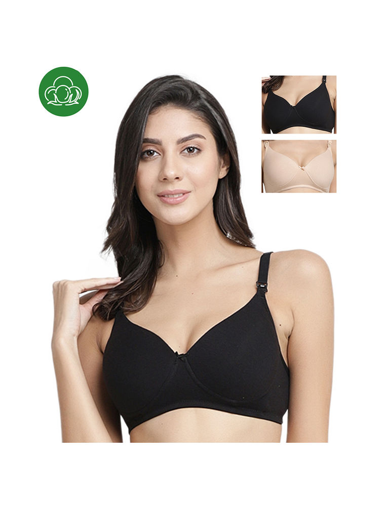 Inner Sense Organic Cotton Antimicrobial Nursing Bra Pack of 3 - Multi-Color-image-25