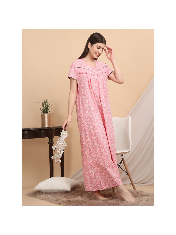 Sweet Dreams Women Pink Printed Nightdress-picture-26