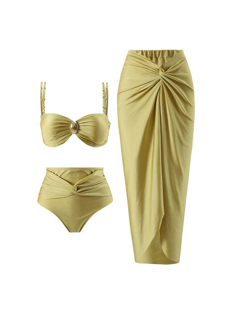 Addery Citrine Yellow Swimwear Top with Bottom and Cover-up (Set of 3)-image-4