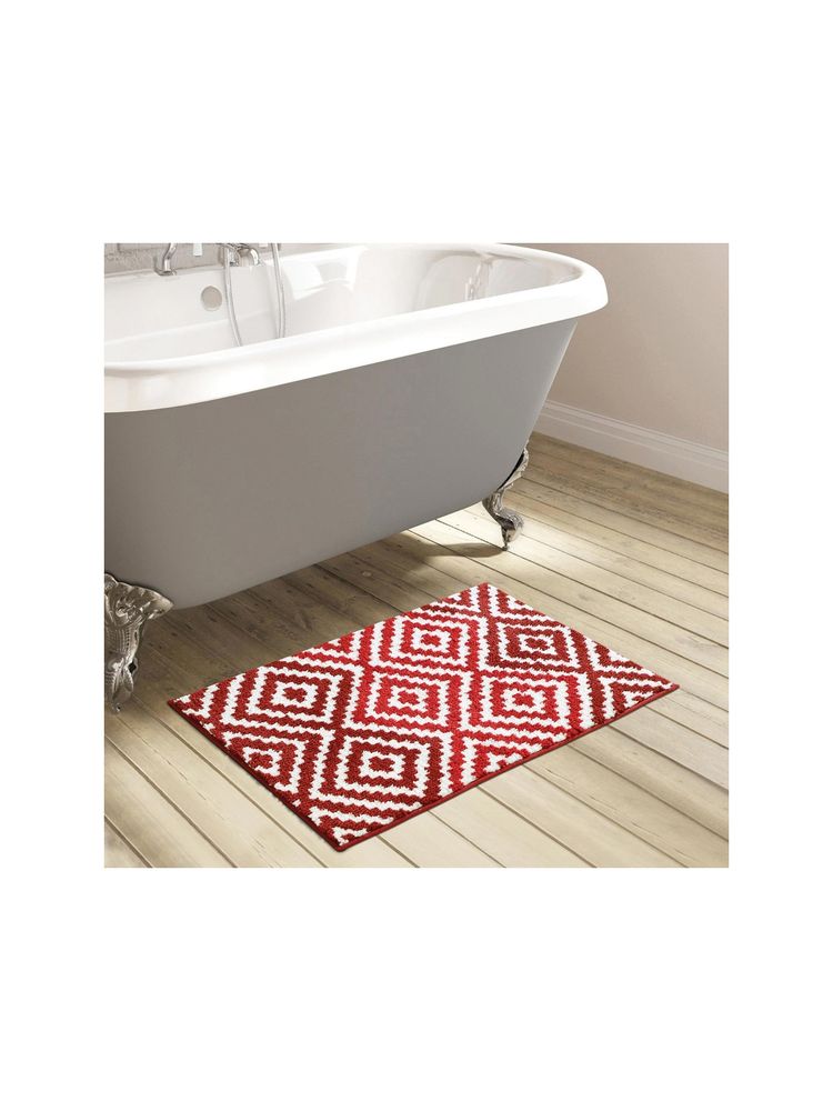 OBSESSIONS Super Absorbent Anti-Skid Polyester Bath Mat Red-picture-12