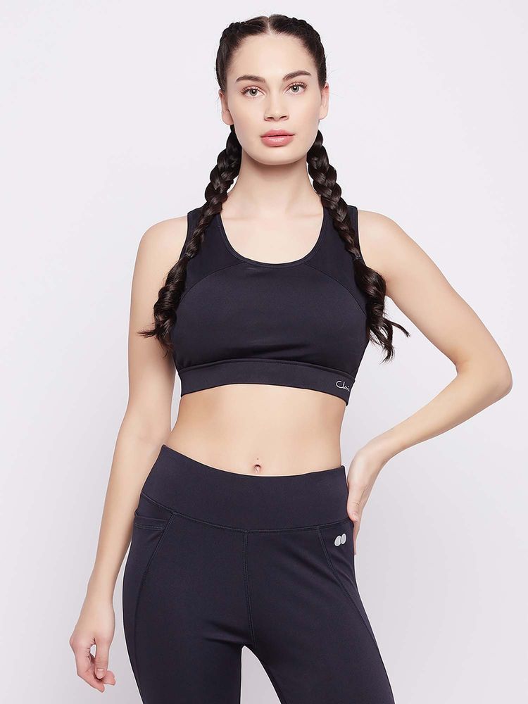 Clovia Medium Impact Padded Racerback Sports Bra In Navy Colour-picture-11