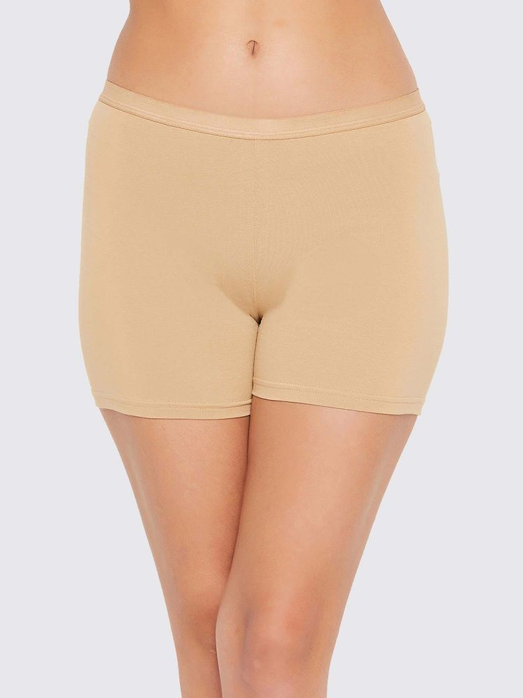 Clovia Mid Waist Cotton Boyleg Panty In Nude-image-23