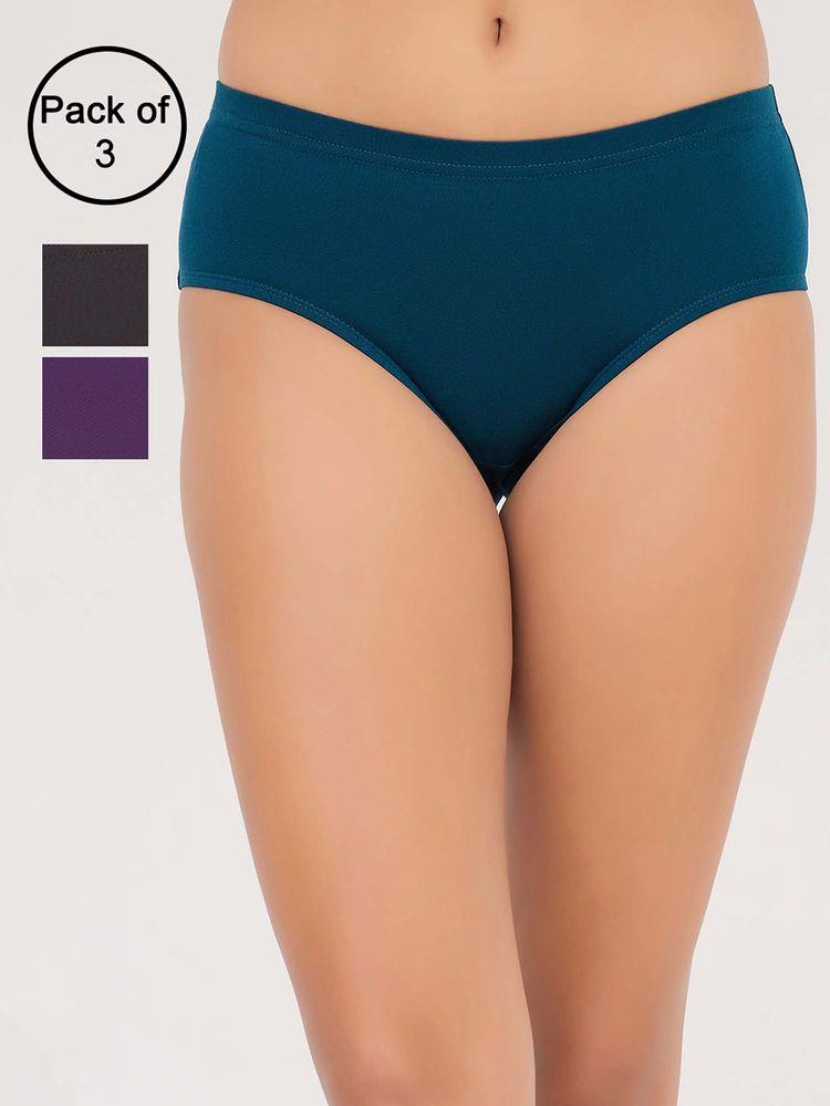 Clovia Mid Waist Hipster Panties With Inner Elastic - Cotton (Pack of 3)-picture-11