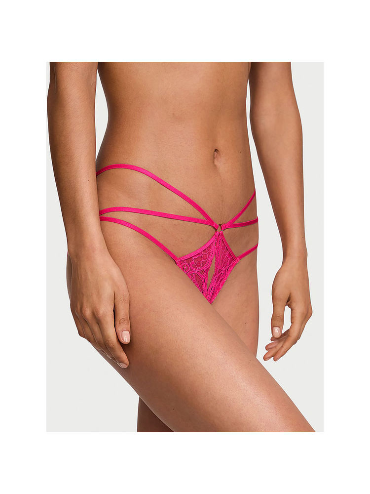 victoria's secret intimates Victoria's Secret Pink Lace Strappy Crotchless Cheeky Panty-picture-25