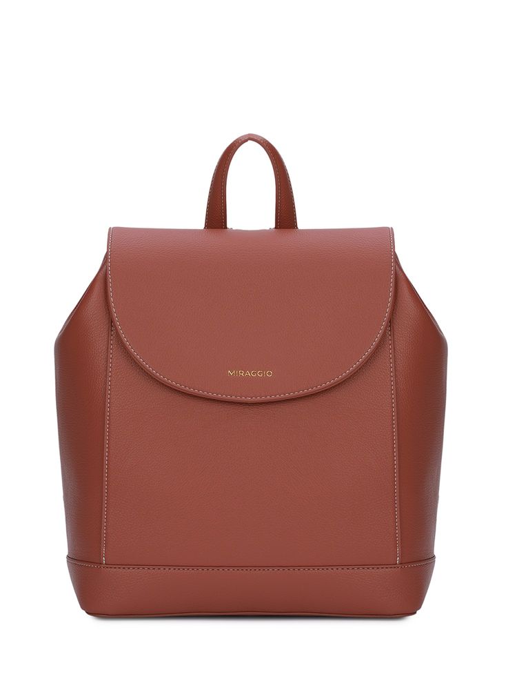 MIRAGGIO Women Rust Solid Backpack (M)-picture-20