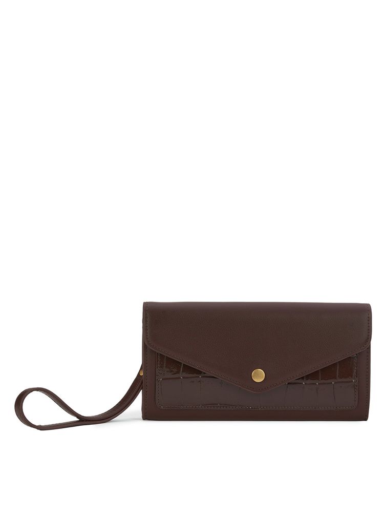 MIRAGGIO Women Gemma Brown Textured Wristlet Wallet (M)-picture-31