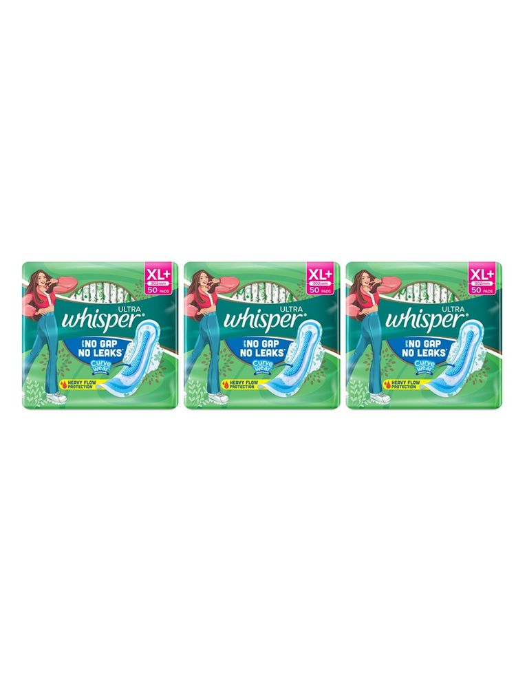 Whisper Ultra Clean Thin XL+ Sanitary Pads-Hygiene & Comfort with Soft Wings & Dry top sheet,150 Pad