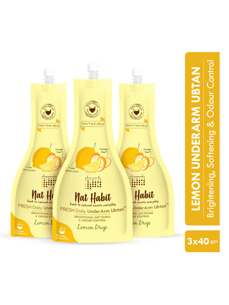 Nat Habit Fresh Lemon Drop UnderArm Ubtan for Odour Control, Underarm Whitening & Darkness Removal