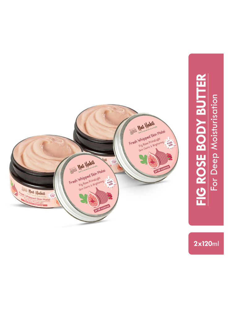Nat Habit Fresh Whipped Skin Malai Fig Rose Primalight Body Butter - Pack of 2