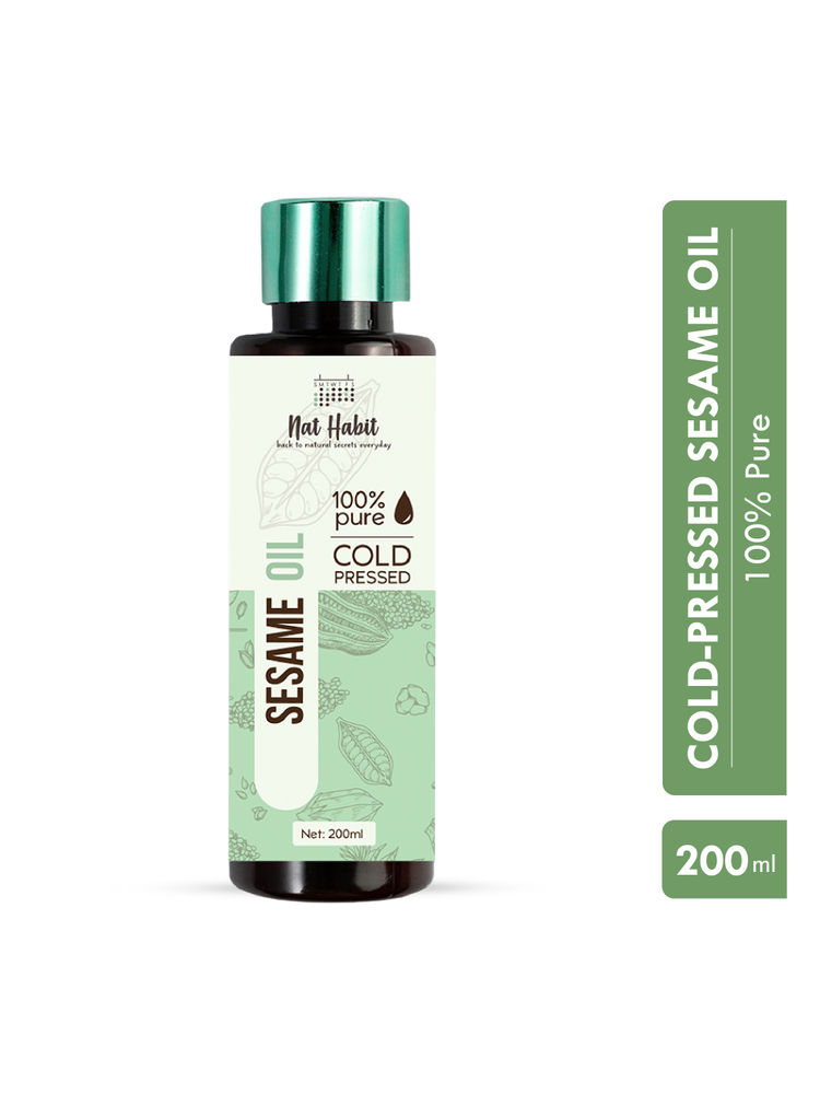 Nat Habit 100% Pure Cold Pressed White Sesame Til Seed Oil, Skin Hair Body Moisturizer & Vitamin E