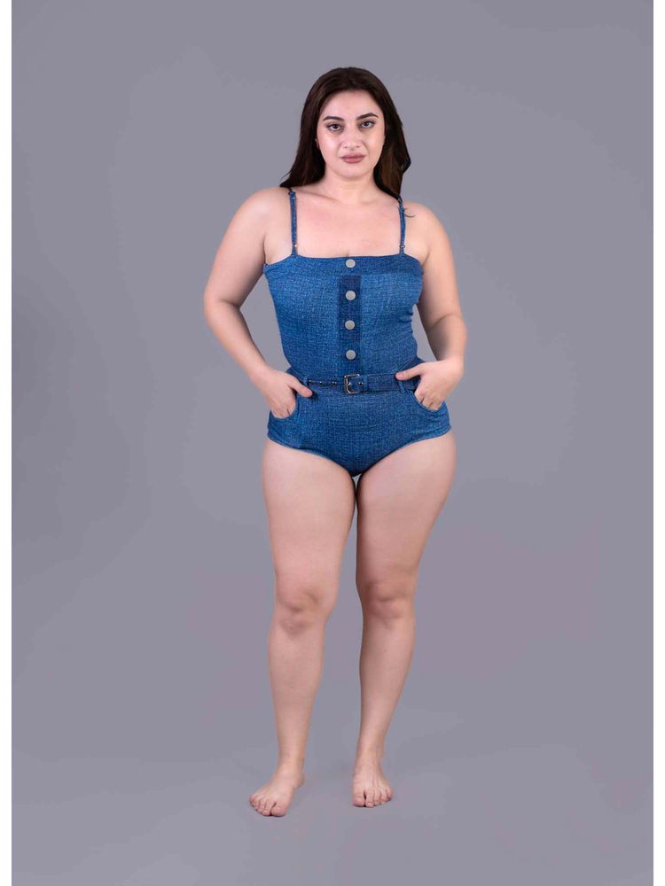 Keepfit Blue Solid Swimsuit For Women-picture-13