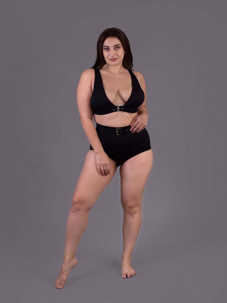 Keepfit Black Solid 2 Piece Swimset For Women-picture-11