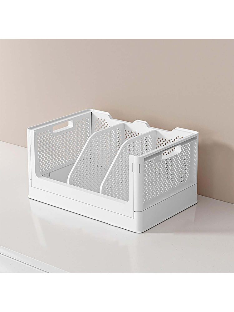 House of Quirk White Foldable Plastic Desktop Storage Box Multifunctional Organizer-picture-18
