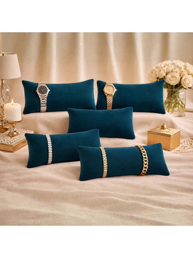 La Trove Premium Velvet Pillow for Bracelets Organizer 7 Inch Pillow Dark Green (Pack of 5)-picture-19