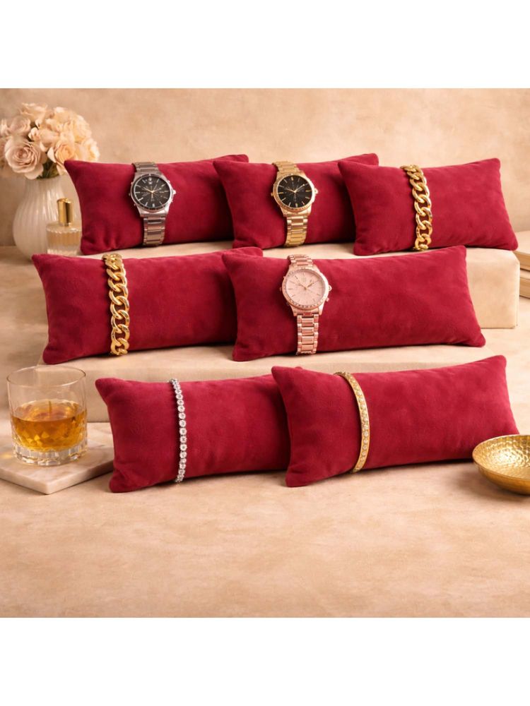 La Trove Premium Velvet Pillow for Bracelets Organizer 7 Inch Pillow Darkpink (Pack of 7)-picture-29