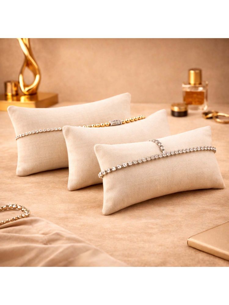 The Big Trove Premium Velvet Pillow for Bracelets Organizer (7 Inch Pillow), Cream-image-28