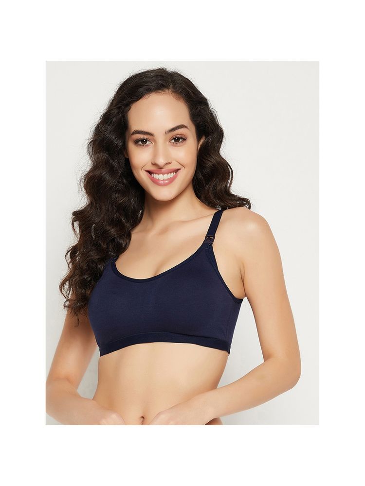 Clovia Cotton Solid Lightly Padded Full Cup Wire Free Maternity Bra - Blue-picture-28