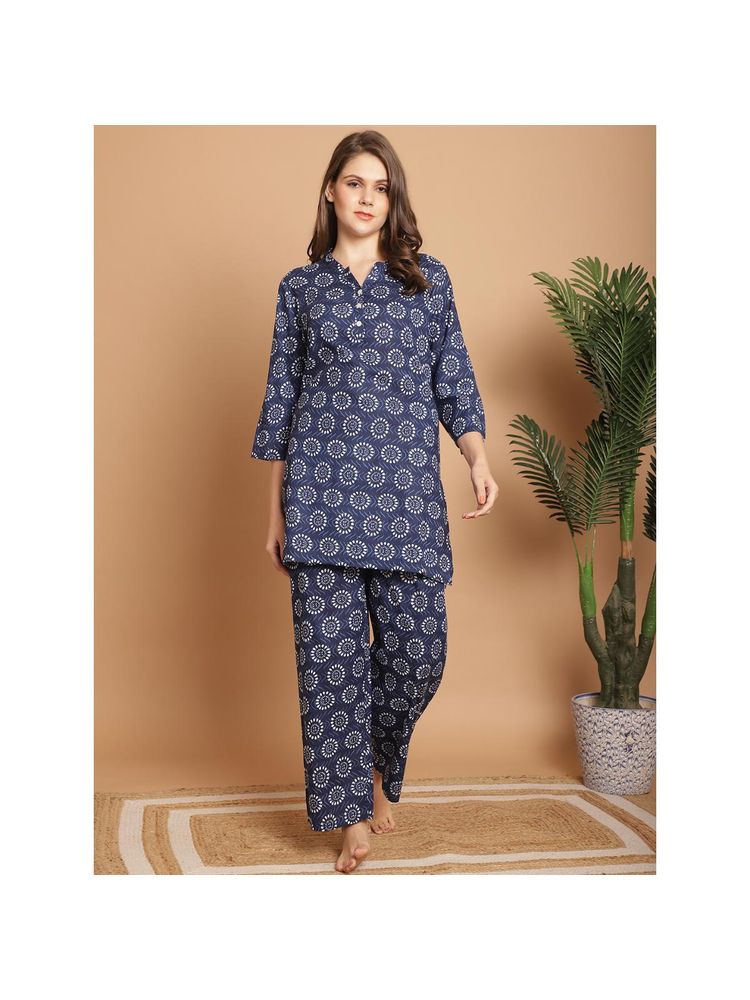 Indreams Ethnic Motifs Printed Pure Cotton Night suit (Set of 2)-image-8