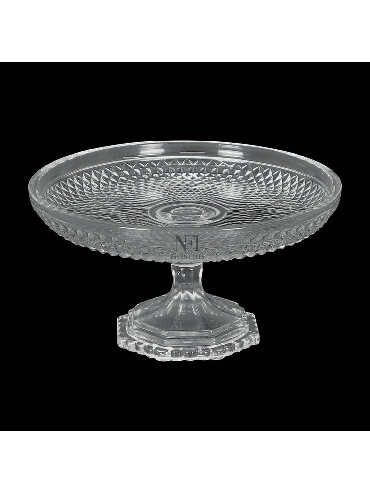 NFI Essentials Crystal Clear Dessert Pedestal Stand Vintage Style Cake Plate Serving Platter-picture-18