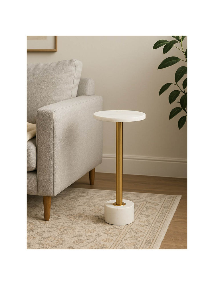 Manor House Nina Marble And Metal End Table Cum Drink Table-image-33
