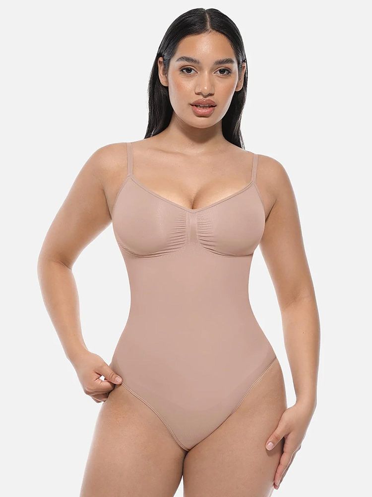 Shop The Edit Beige Solid Nylon Body Shapewear