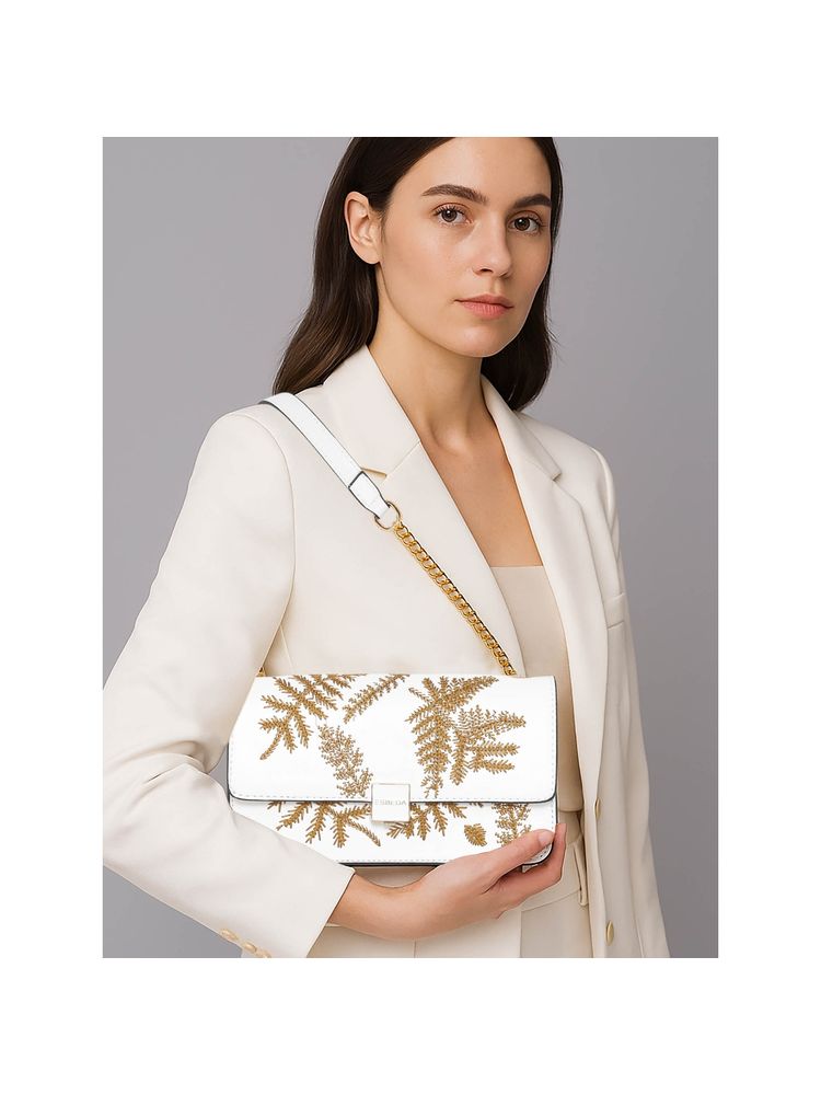 ESBEDA White Color Leaf Embroidery Crossbody Sling Bag for Women-picture-24