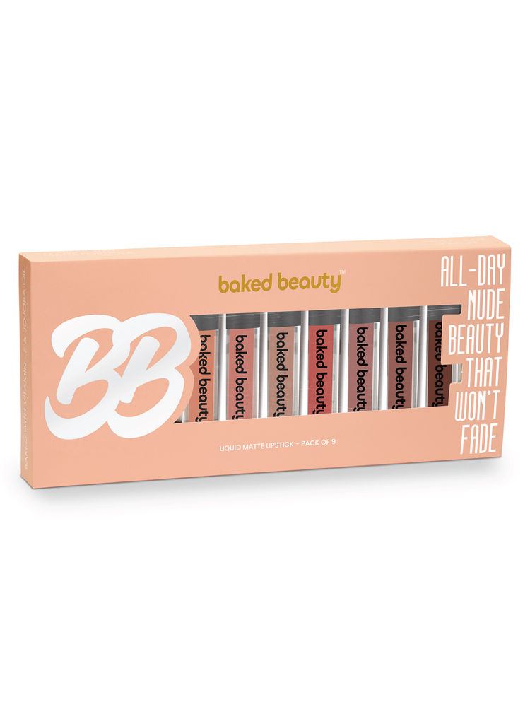 Baked Beauty Liquid Matte Lipstick Nude Palette - Pack of 9-image-44