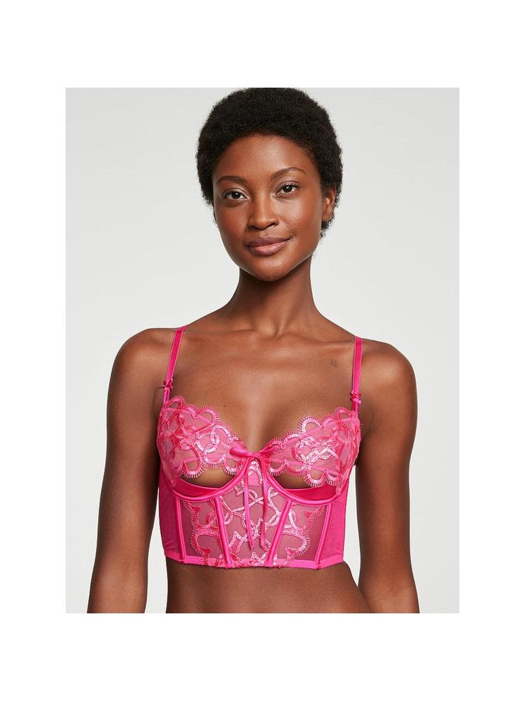 Victoria's Secret Dream Angels Shimmer Heart Open-Cup Corset Bra Top Multi-Color-image-7