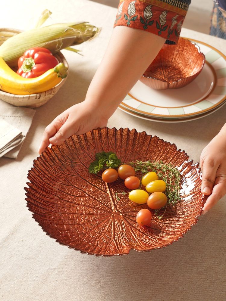 Pure Home + Living Dark Rust Lotus Leaf Decorative Bowl-image-8