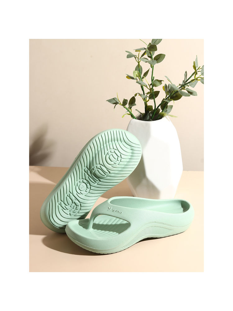 Yoho Women Green Pilo Lightweight Flipflops-image-47