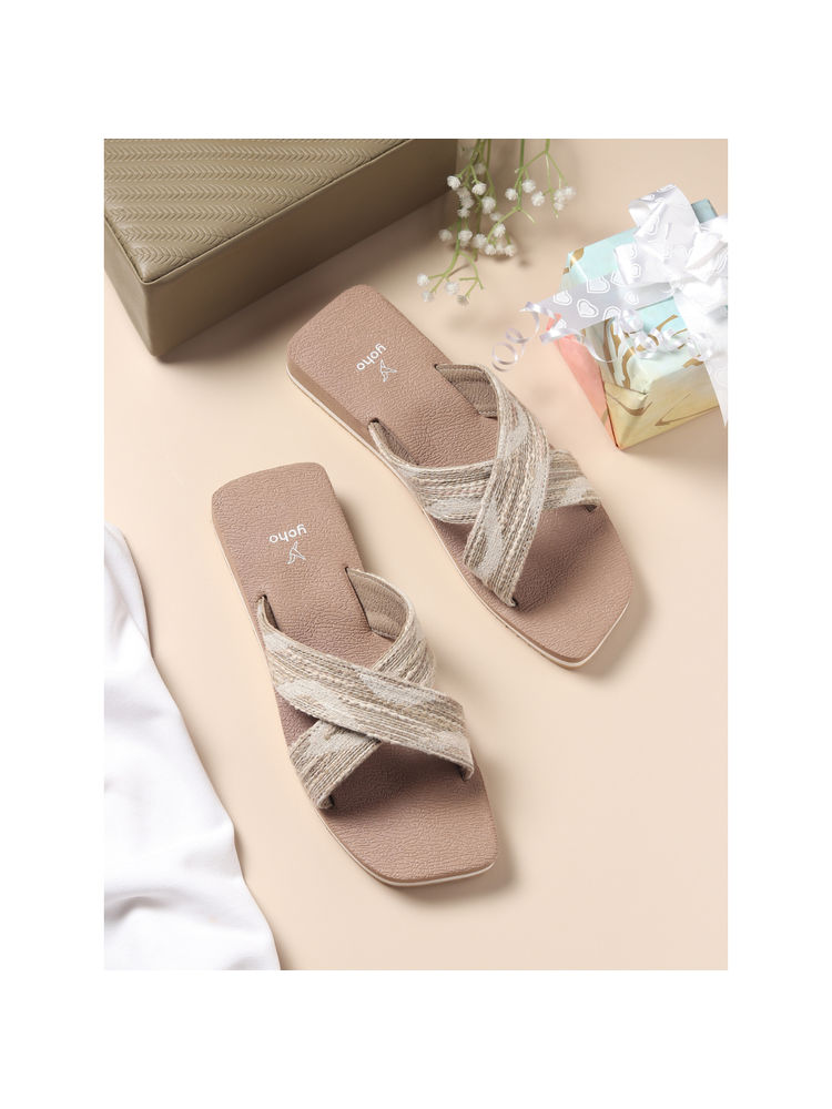 Yoho Women Ivory & Beige EVA Stylish Everyday Sandals-image-21