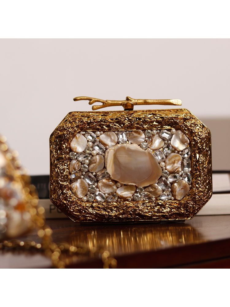 THE TAN CLAN Burj Mother of Pearl Embellished Clutch-image-9