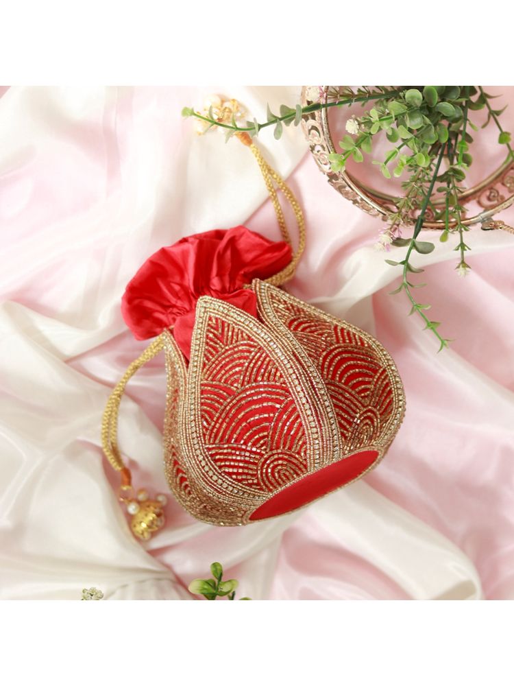 THE TAN CLAN Hasta Hand Embroidered Mini Lotus Potli