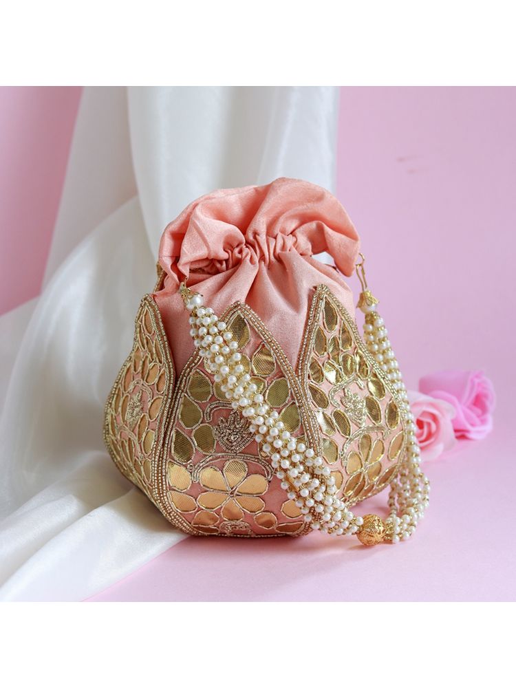 THE TAN CLAN Mrig GotaPatti Handwork Mini Lotus Potli-image-5
