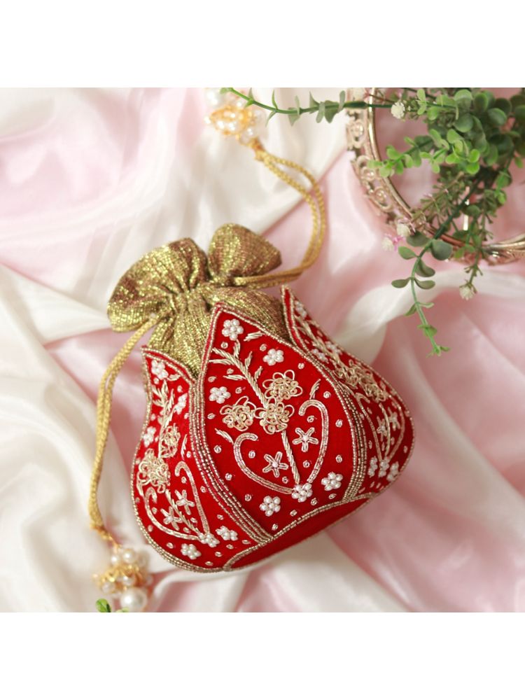 THE TAN CLAN Pushp Zardozi Embroidered Mini Lotus Potli-picture-17