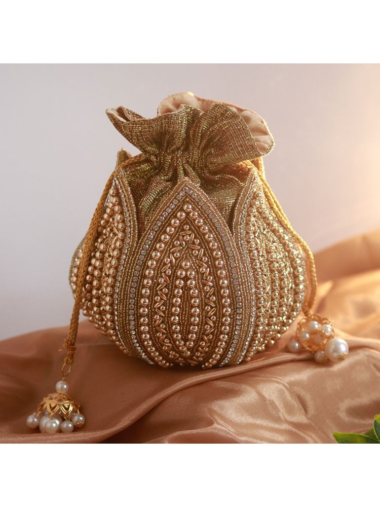 THE TAN CLAN Swarn Embroidered Mini Lotus Potli