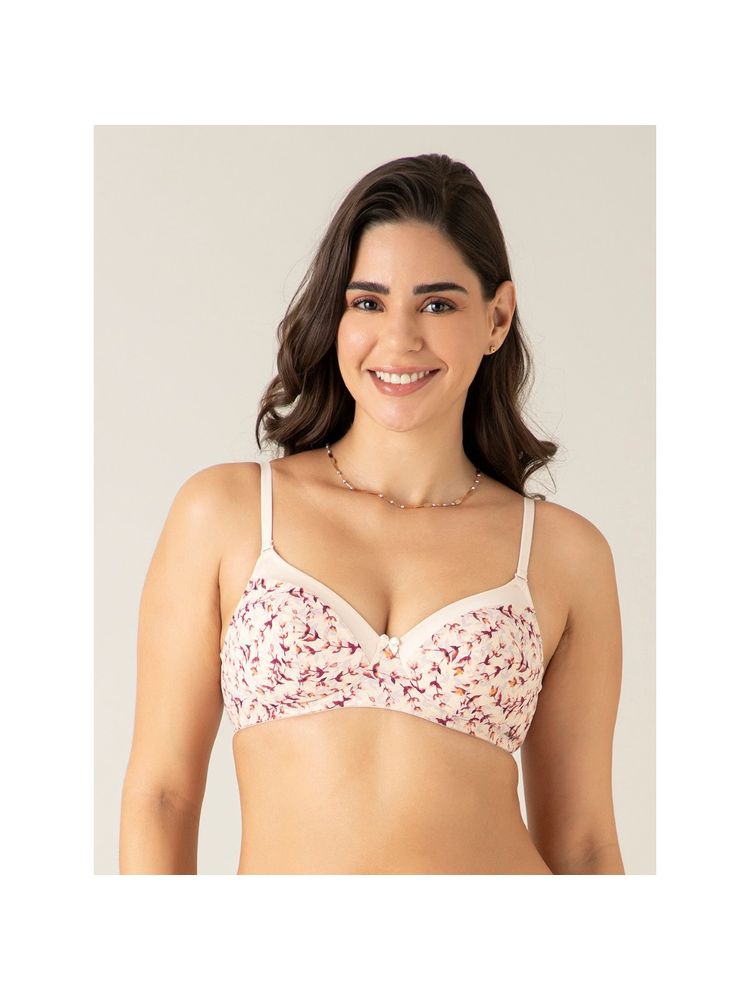 Amante Polyamide Printed Padded Full Cup Wire Free T-shirt Bra - Pink-picture-26