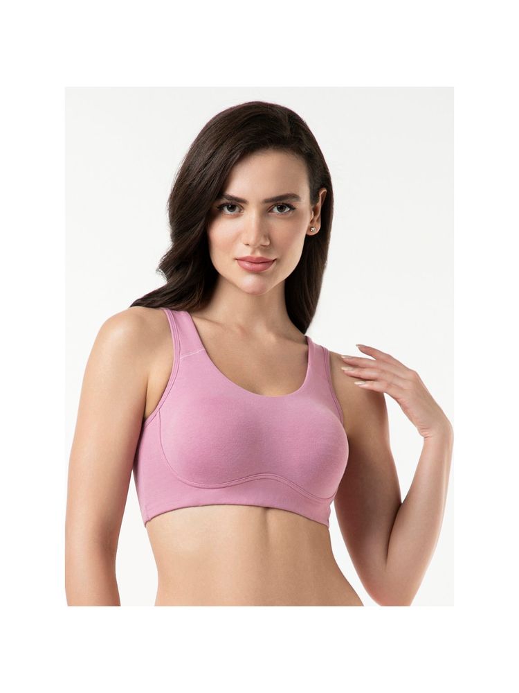 Amante Cotton Solid Non-Padded Full Cup Wire Free T-shirt Bra - Pink-image-9