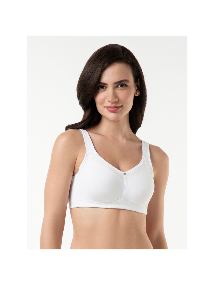 Amante Cotton Solid Non-Padded Full Cup Wire Free Full Figure Bra - White-image-37