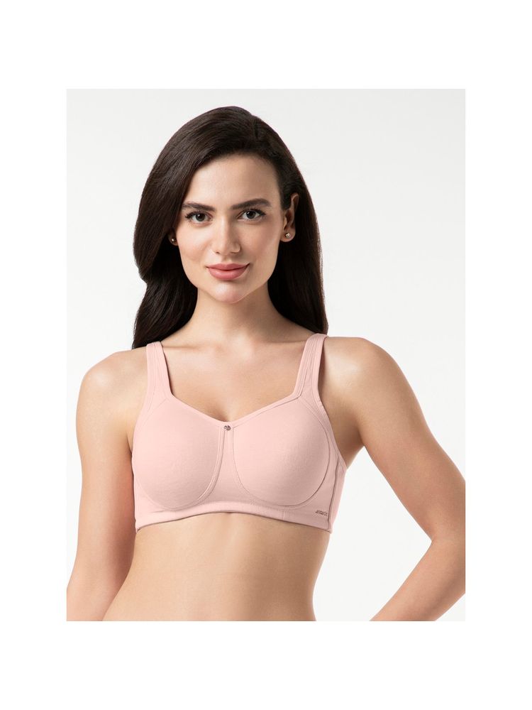 Amante Cotton Solid Non-Padded Full Cup Wire Free Full Figure Bra - Pink-image-45